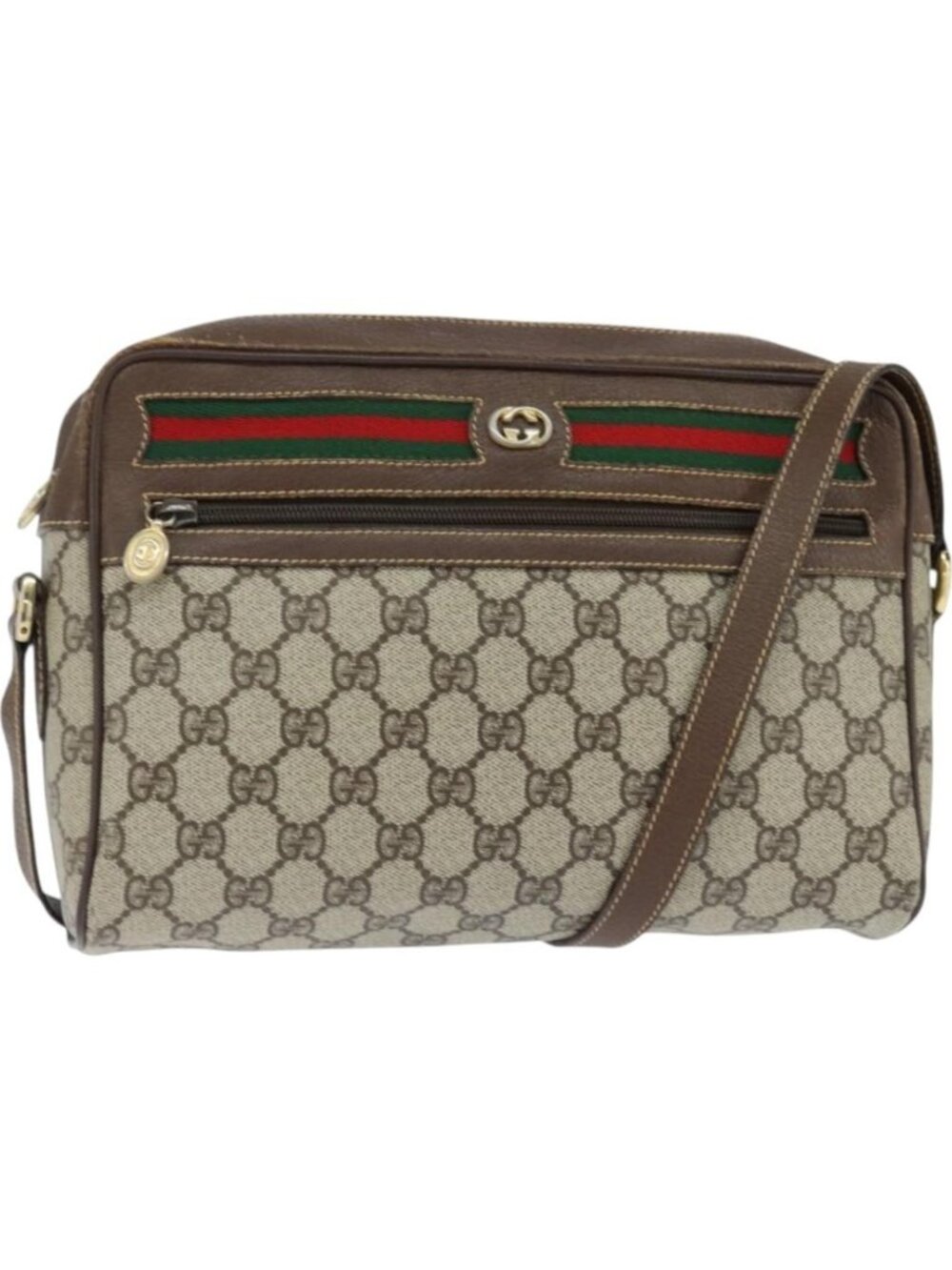 GUCCI GG Supreme Web Sherry Line Bag PVC Beige Gold 40 02 088